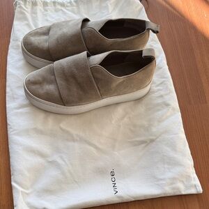 Vince Beige Suede Slip-On Shoes